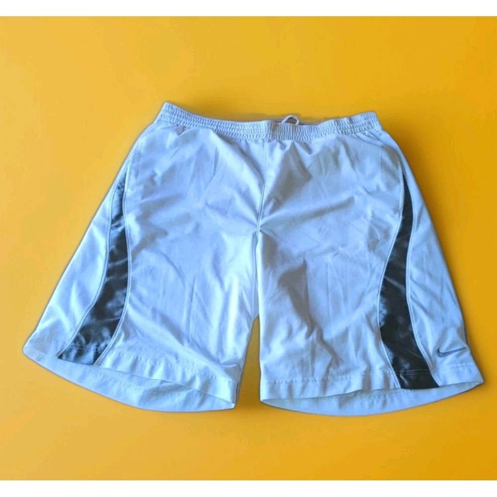 Nike Performance Basketball Shorts White Gray Swoosh Fully Mesh lined Long Sz XL